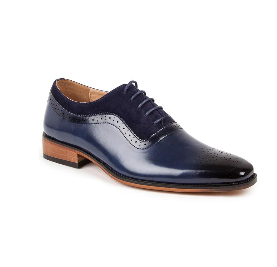 Gino Vitale Men's Lace Up Medallion Toe Dress Shoes DAILYHAUTE