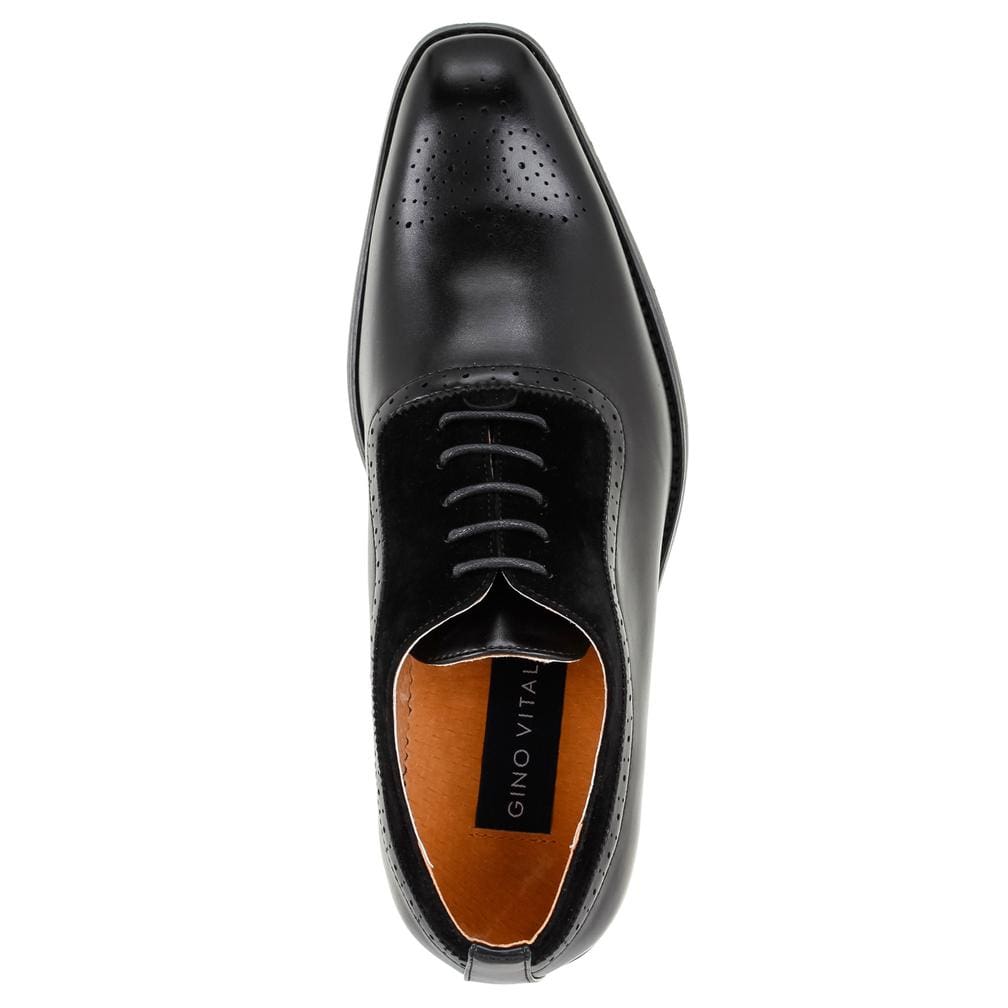 Gino Vitale Men's Lace Up Medallion Toe Dress Shoes DAILYHAUTE