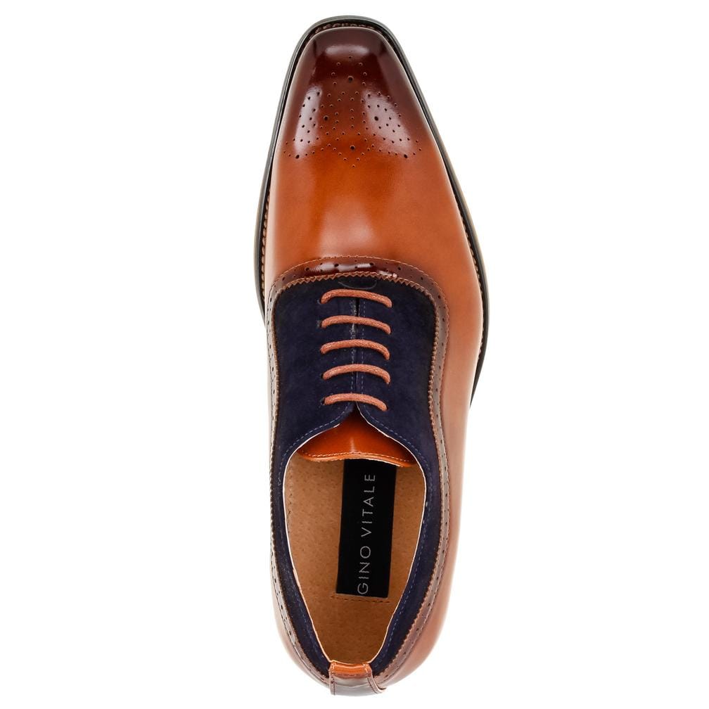 Gino Vitale Men's Lace Up Medallion Toe Dress Shoes DAILYHAUTE