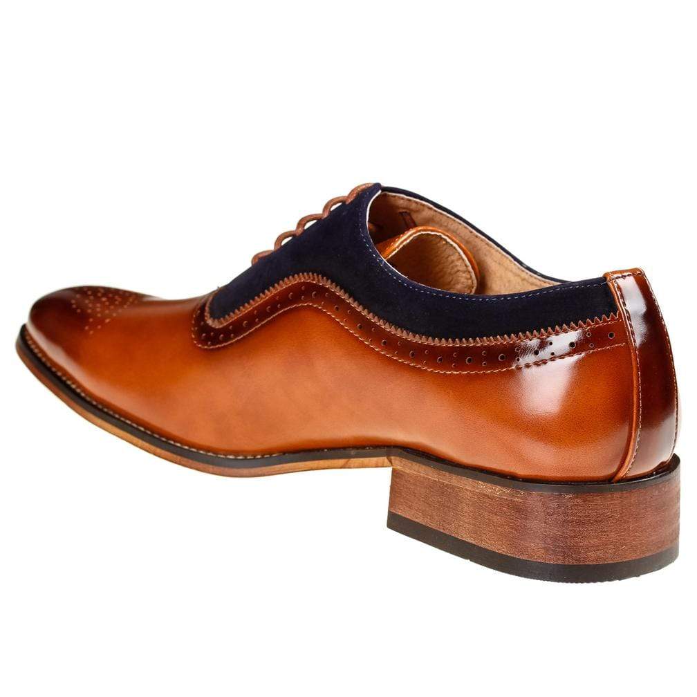 Gino Vitale Men's Lace Up Medallion Toe Dress Shoes DAILYHAUTE