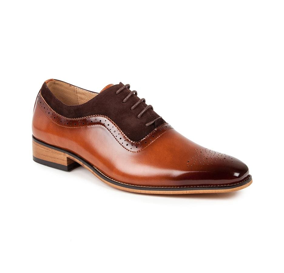 Gino Vitale Men's Lace Up Medallion Toe Dress Shoes DAILYHAUTE