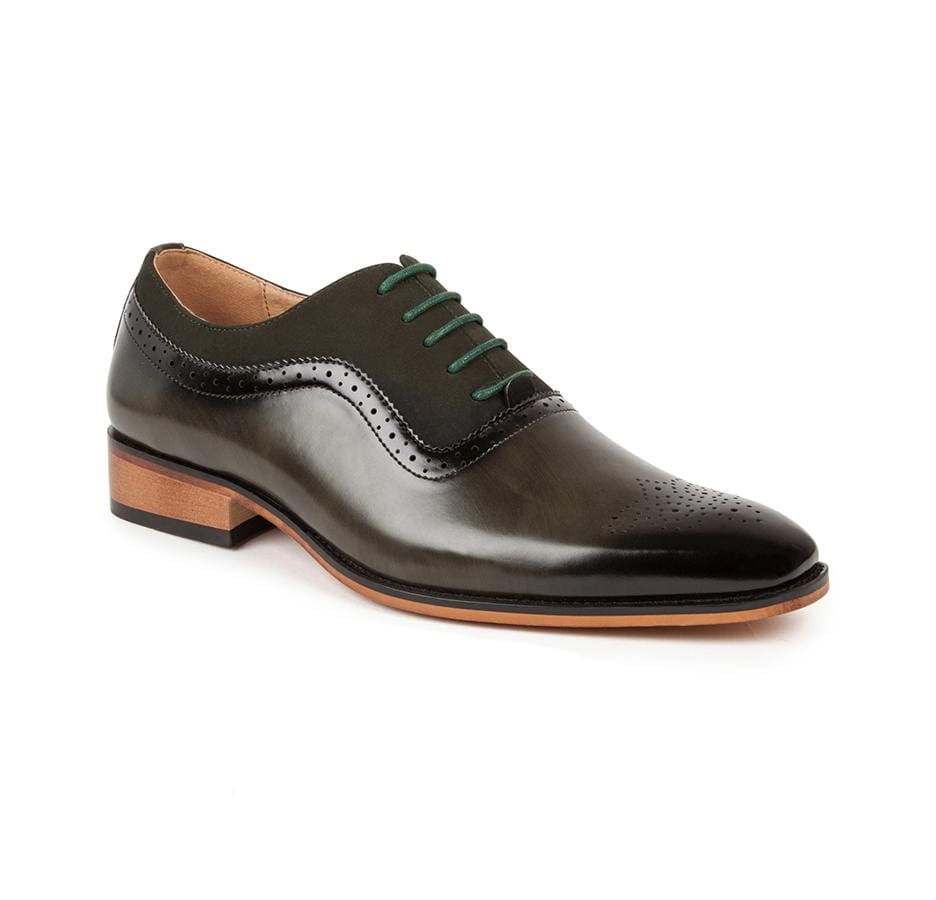 Gino Vitale Men's Lace Up Medallion Toe Dress Shoes DAILYHAUTE