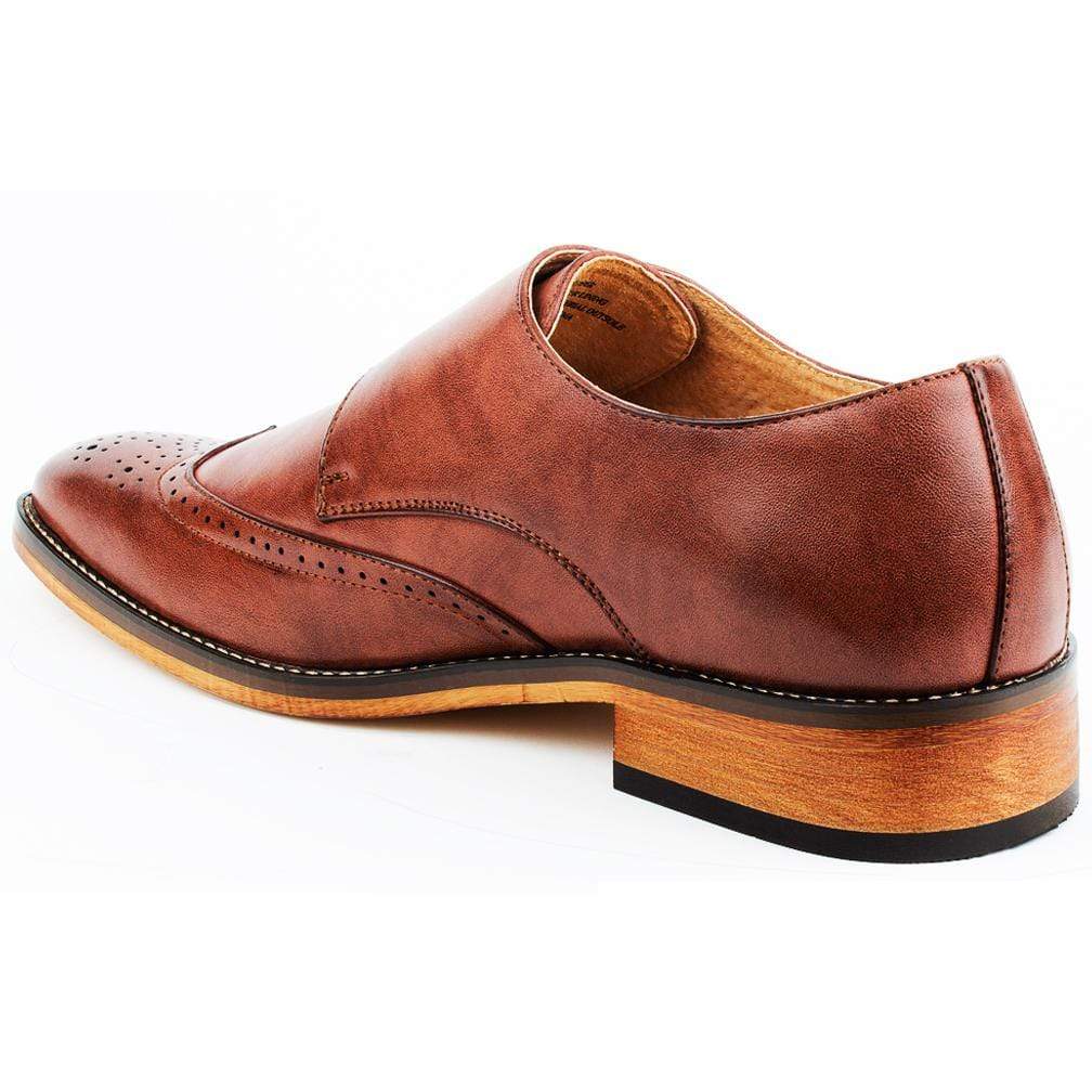 Gino Vitale Men's Monk Strap Brogue Dress Shoes DAILYHAUTE