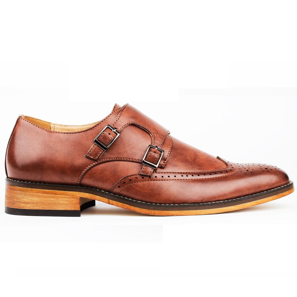 Gino Vitale Men's Monk Strap Brogue Dress Shoes DAILYHAUTE