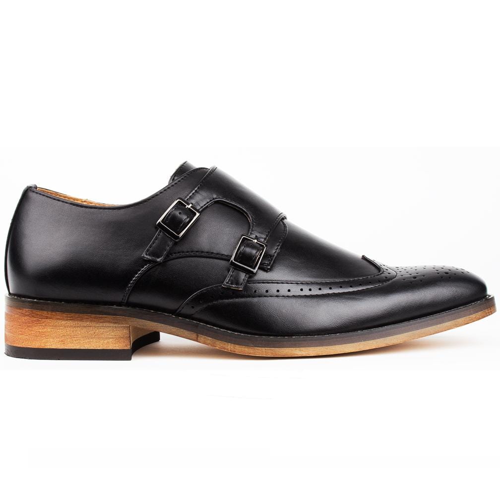 Gino Vitale Men's Monk Strap Brogue Dress Shoes DAILYHAUTE