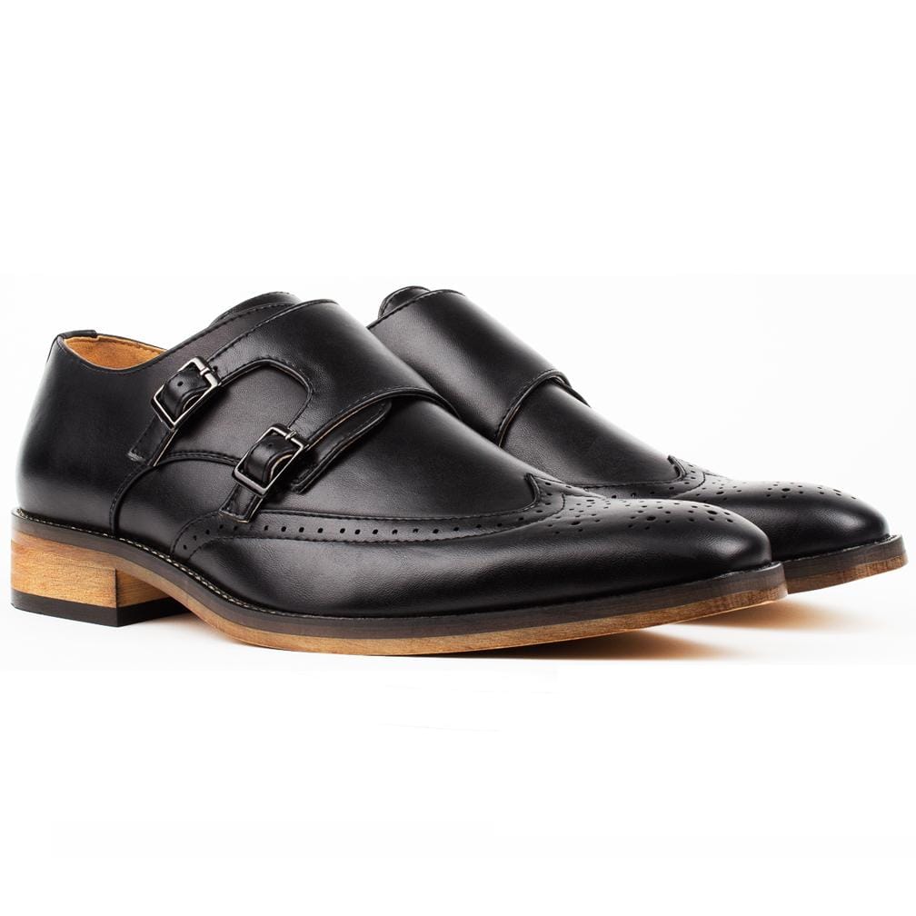 Gino Vitale Men's Monk Strap Brogue Dress Shoes DAILYHAUTE