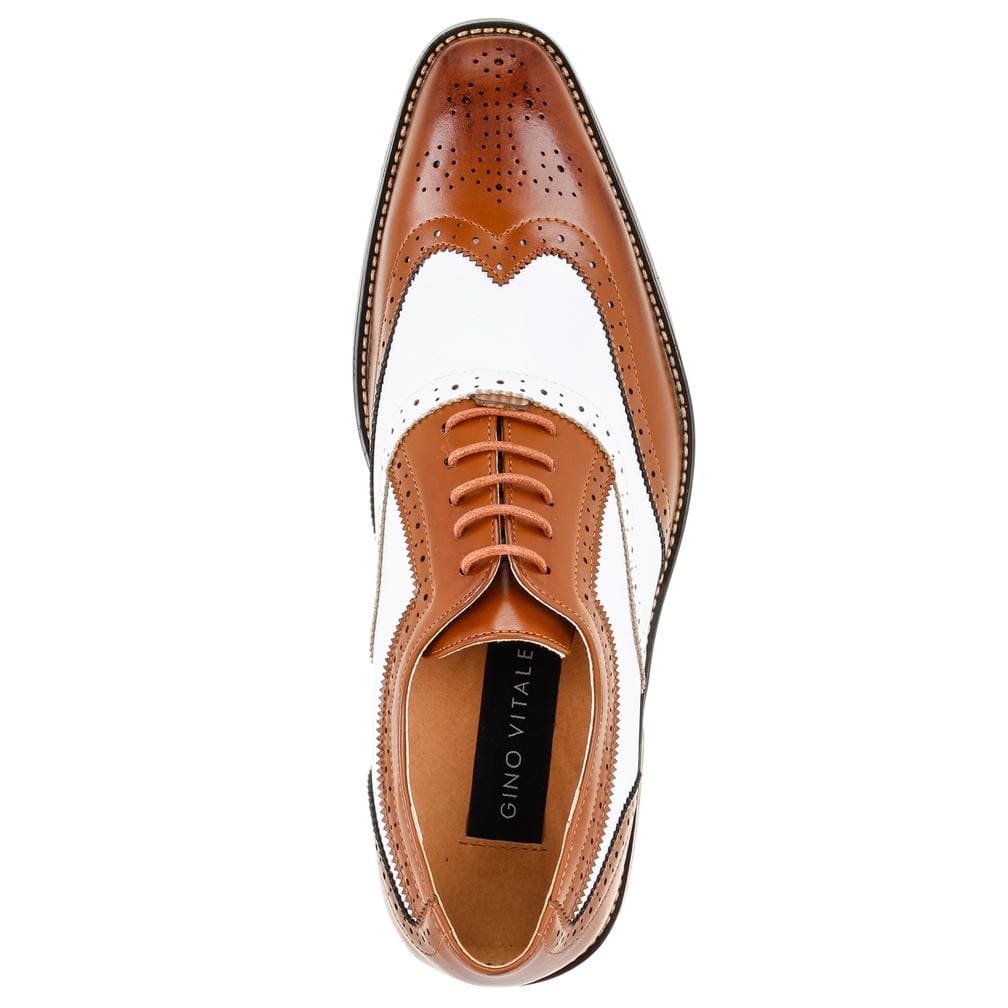 Gino Vitale Men's Two Tone Wing Tip Oxford Dress Shoes DAILYHAUTE