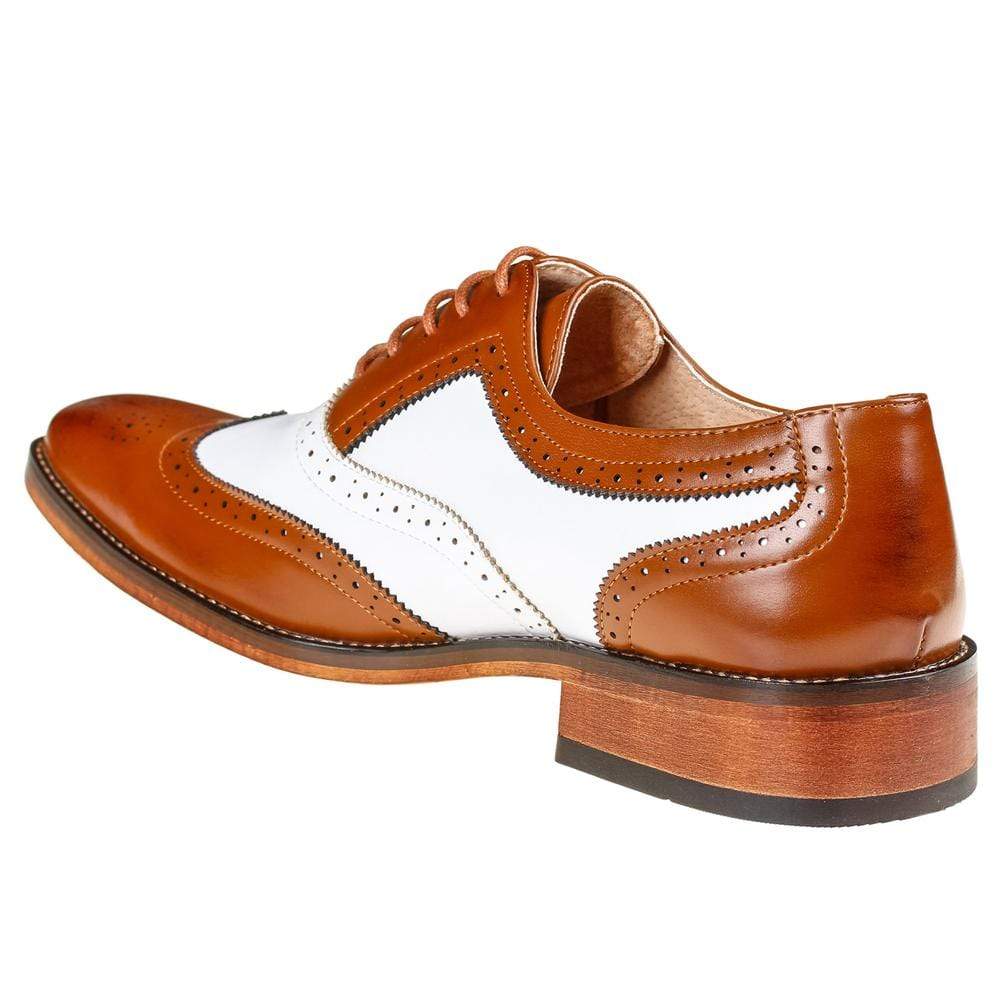 Gino Vitale Men's Two Tone Wing Tip Oxford Dress Shoes DAILYHAUTE