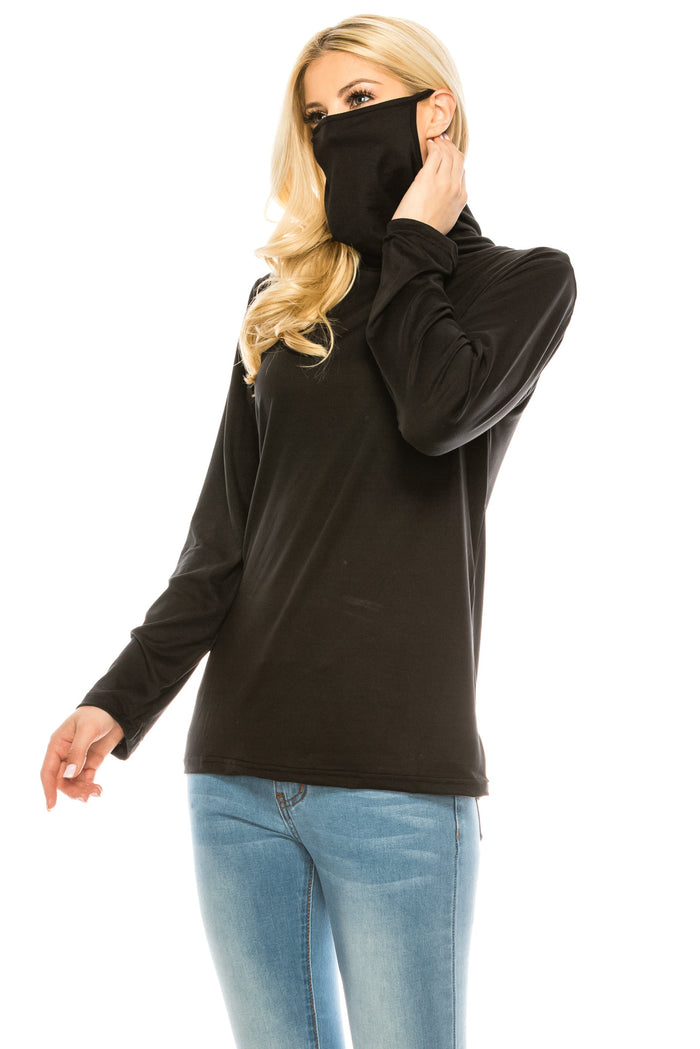 Haute Edition Cowl Neck Tee with Built-In Mask DAILYHAUTE