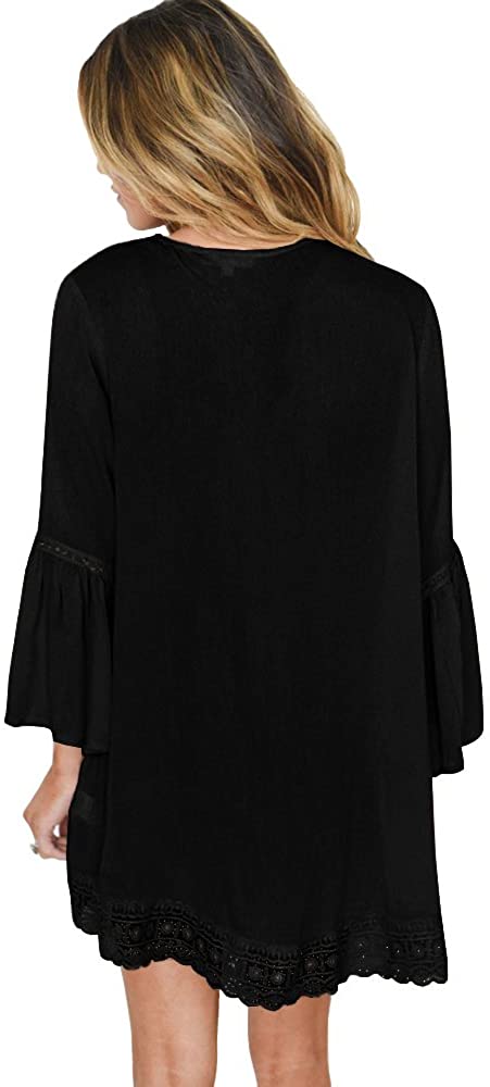 Haute Edition Flared Bell Sleeve Lace Trimmed Kimono DAILYHAUTE