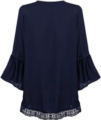 Haute Edition Flared Bell Sleeve Lace Trimmed Kimono DAILYHAUTE