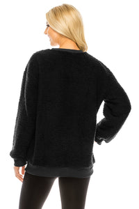 Haute Edition Pullover Crewneck Sherpa Fleece Sweatshirt DAILYHAUTE