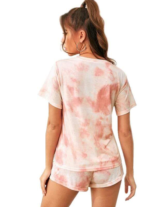 Haute Edition Tie Dye T-Shirt and Shorts Matching Lounge Set with Plus DAILYHAUTE