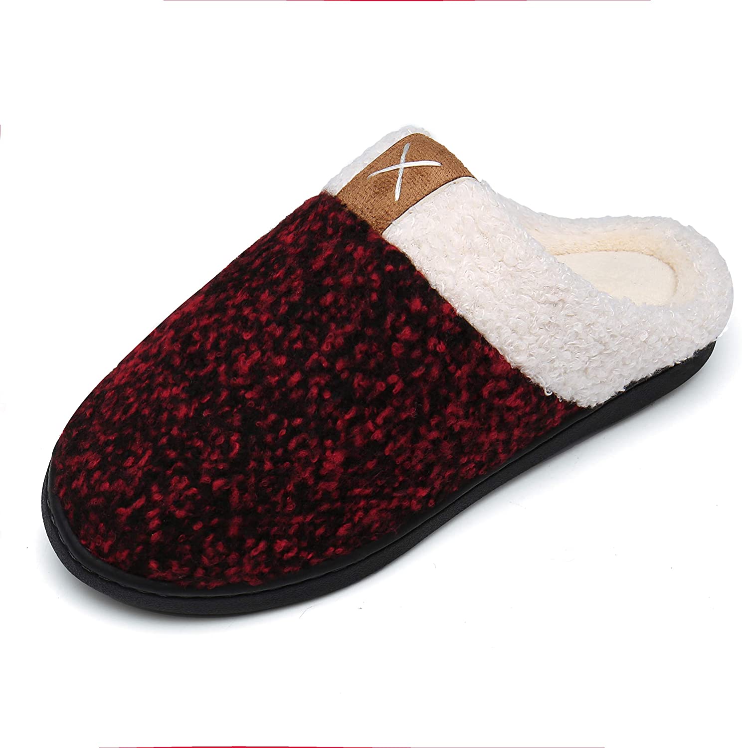 Haute Edition Tweed Cozy Faux Fur Lined Scuff Clog Indoor Outdoor Slippers DAILYHAUTE