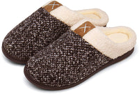 Haute Edition Tweed Cozy Faux Fur Lined Scuff Clog Indoor Outdoor Slippers DAILYHAUTE