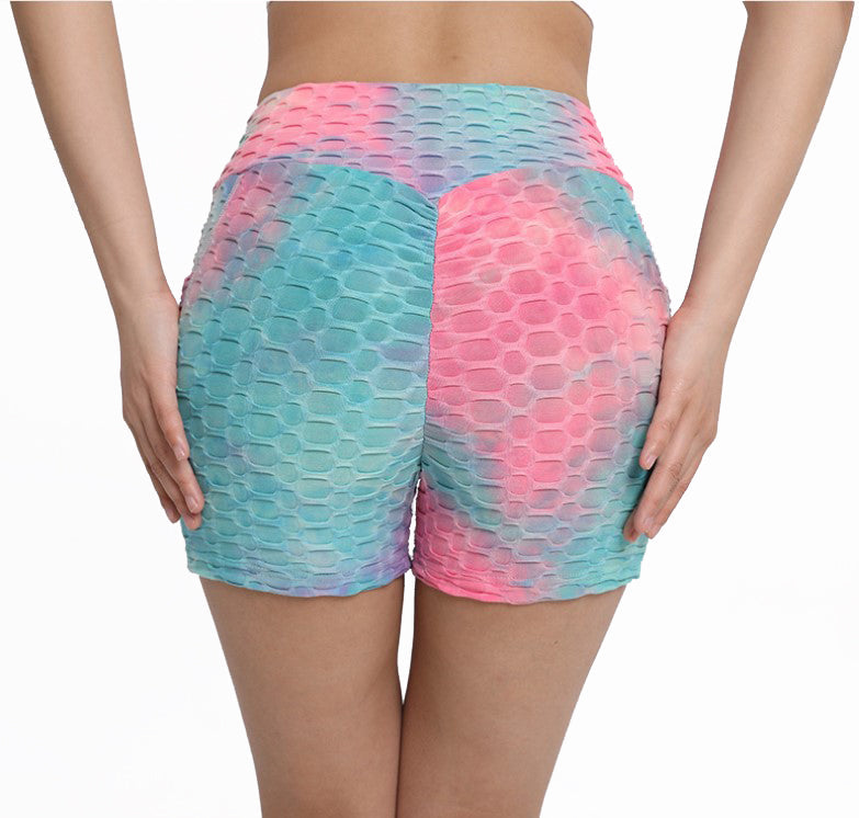 Haute Edition Women's Butt Lifting Tie Dye High Waist Bike Shorts with