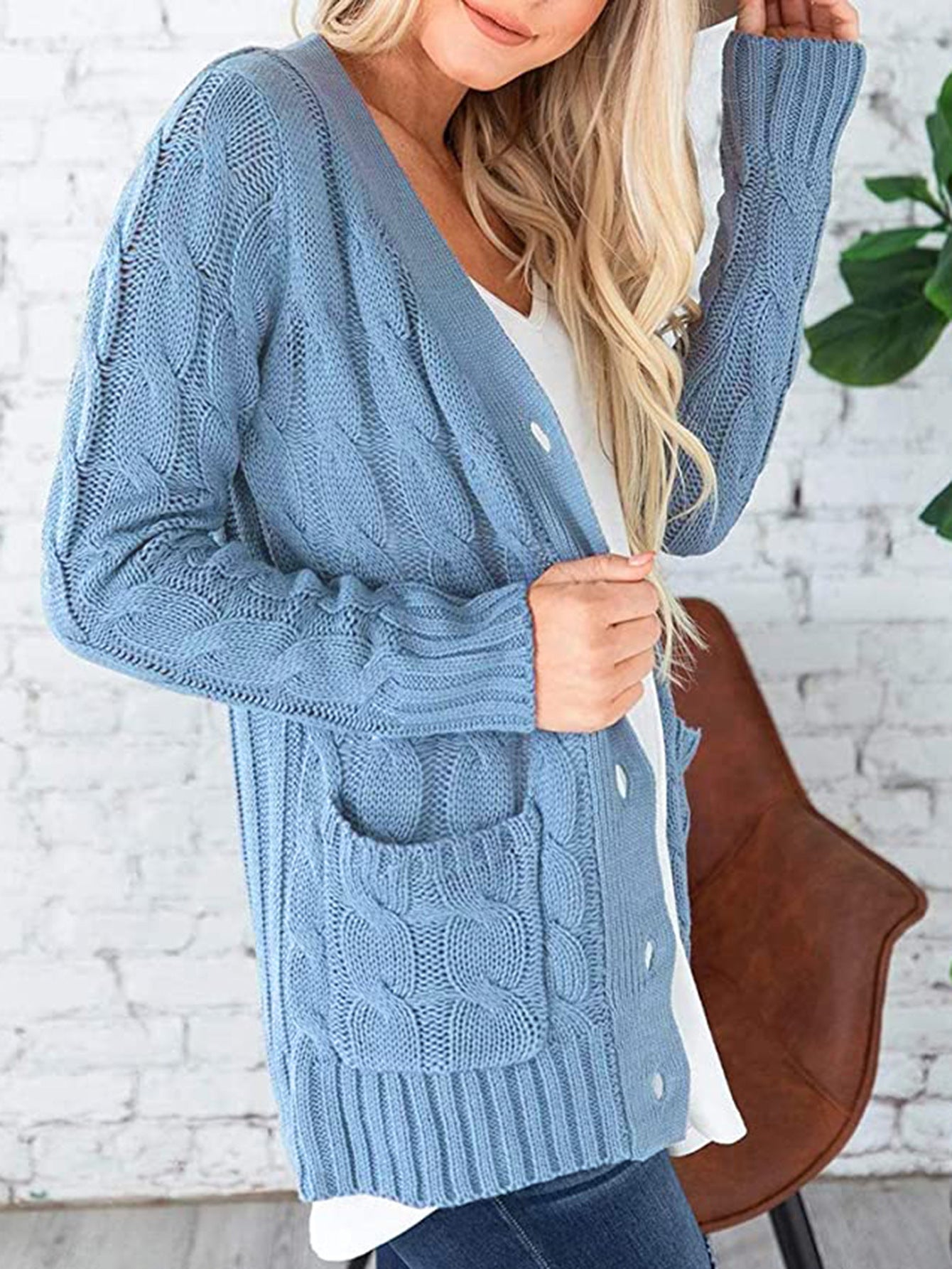 Haute Edition Women's Cable Knit Button Up Sweater Cardigan DAILYHAUTE