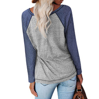 Haute Edition Women's Casual Fall Long Sleeve Top With Raglan Constrast Colorblock Sleeves DAILYHAUTE