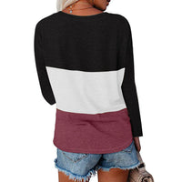 Haute Edition Women's Colorblock V-Neck Long Sleeve T-Shirt DAILYHAUTE