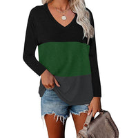 Haute Edition Women's Colorblock V-Neck Long Sleeve T-Shirt DAILYHAUTE