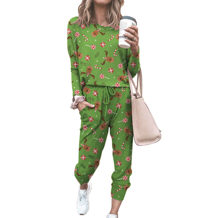Haute Edition Women's Cozy Christmas Print 2-Piece Jogger Pajama Set DAILYHAUTE