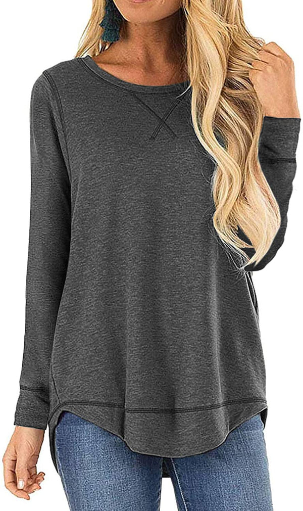 Haute Edition Women's Cross Stitch Loose Fit Long Sleeve Tee with Plus