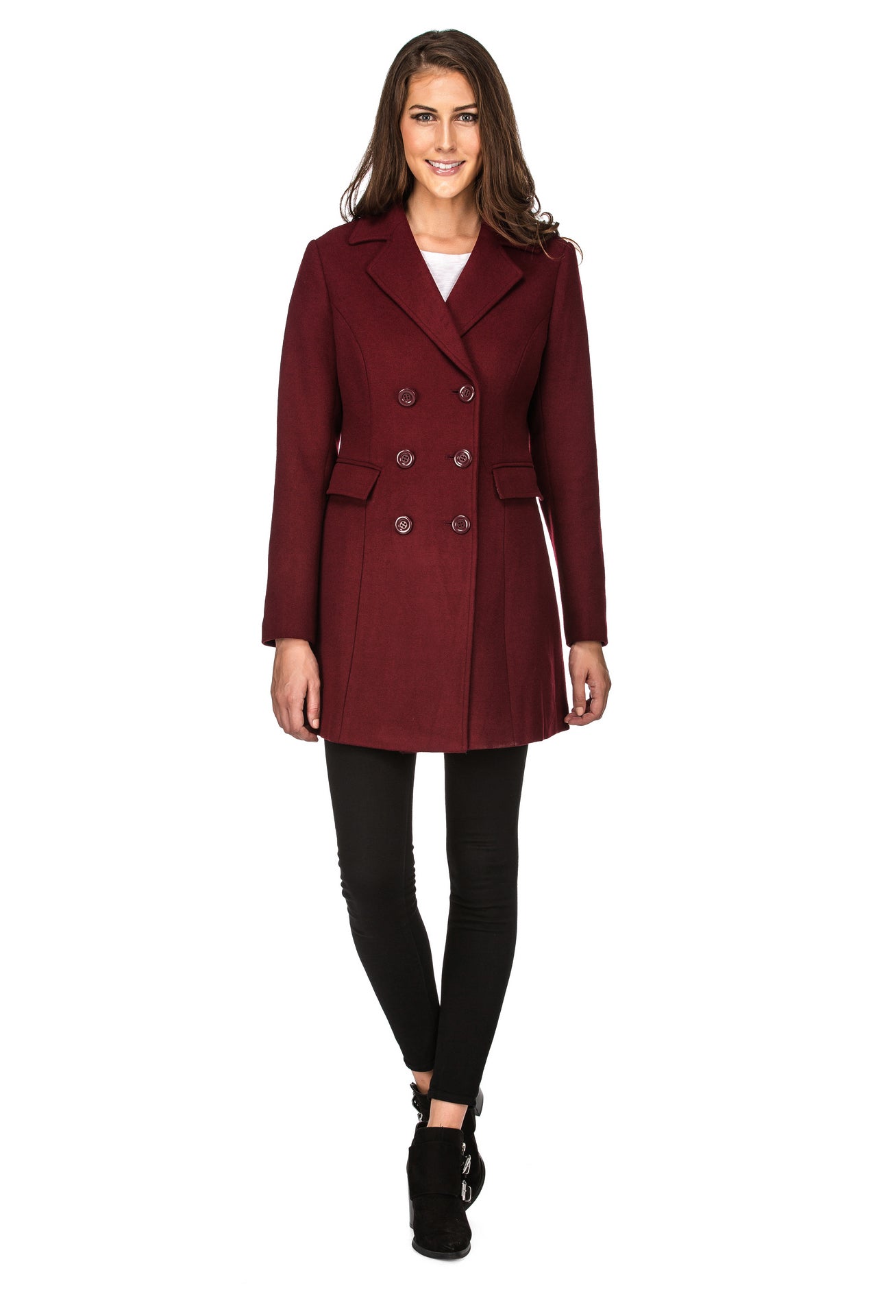 Haute Edition Women's Double Breasted Wool Blend Peacoat
