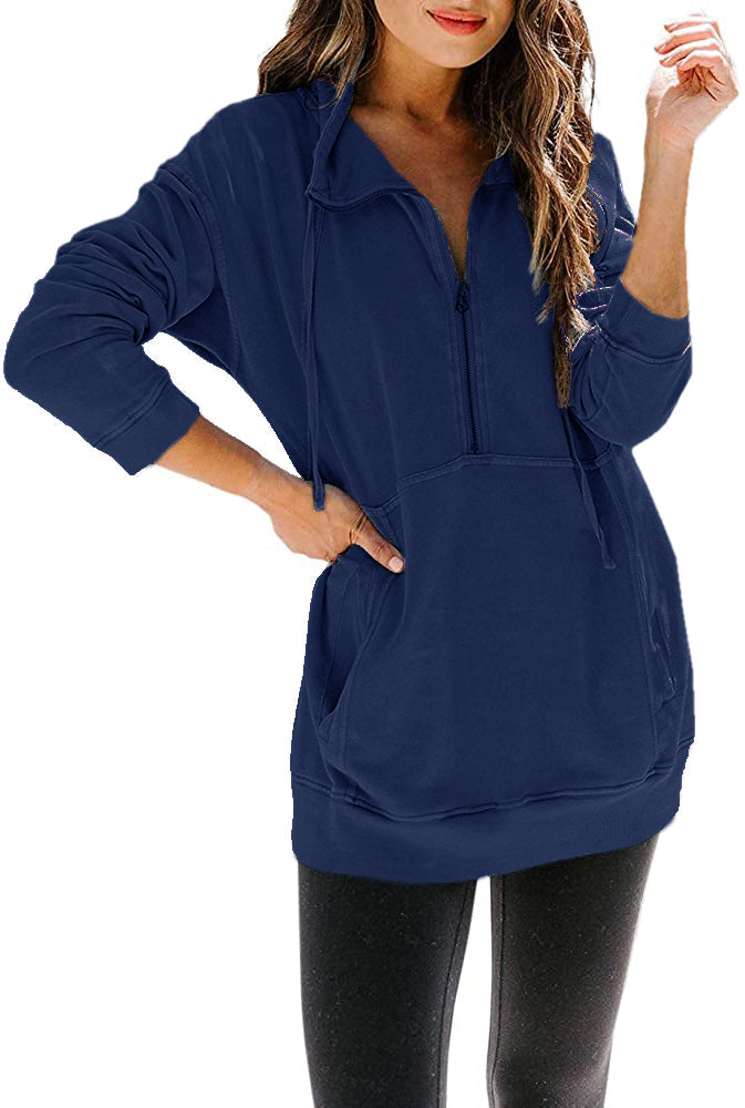 Haute Edition Women's Half Zip Slouchy Pullover Sweatshirt with Plus Daily Haute