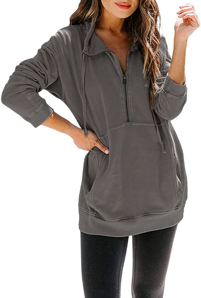 Haute Edition Women's Half Zip Slouchy Pullover Sweatshirt with Plus Daily Haute