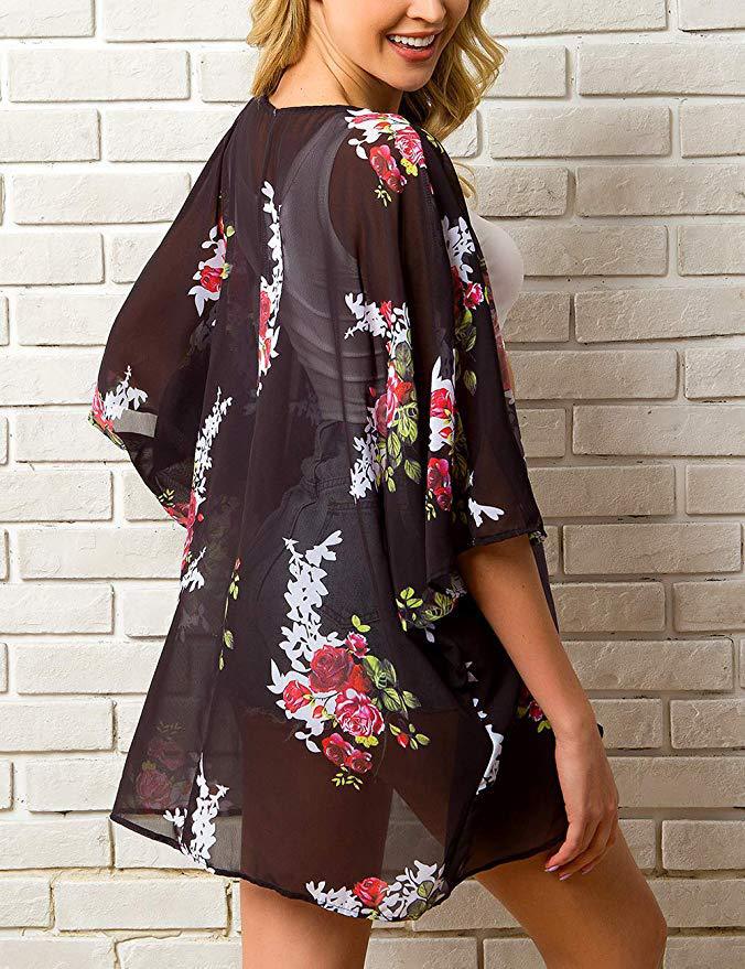 Haute Edition Women's Lightweight Summer Kimono Cardigan Cover Up in  Leopard and Floral 