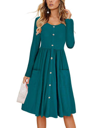 Haute Edition Women's Long Sleeve Button Down Dress with Pockets Daily Haute