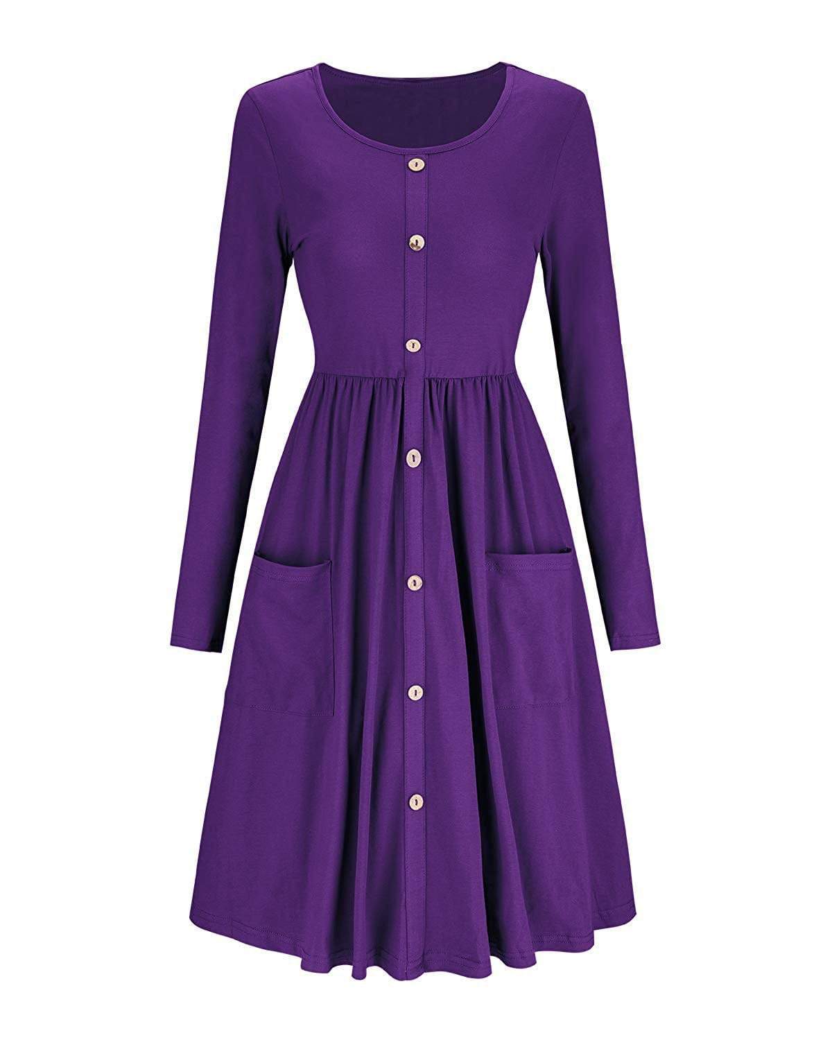 Haute Edition Women's Long Sleeve Button Down Dress with Pockets Daily Haute
