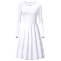 Haute Edition Women's Long Sleeve Solid Color Flared Skater Dress Daily Haute