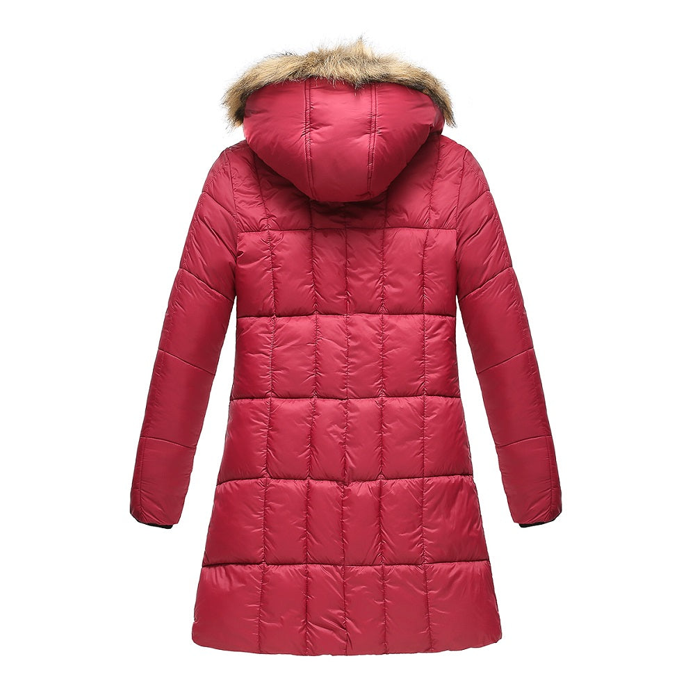 Haute Edition Women's Mid-Length Puffer Parka Coat with Faux Fur-lined