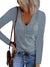 Haute Edition Women's Ribbed Scoop Neck Henley Long Sleeve T-Shirt Top Daily Haute