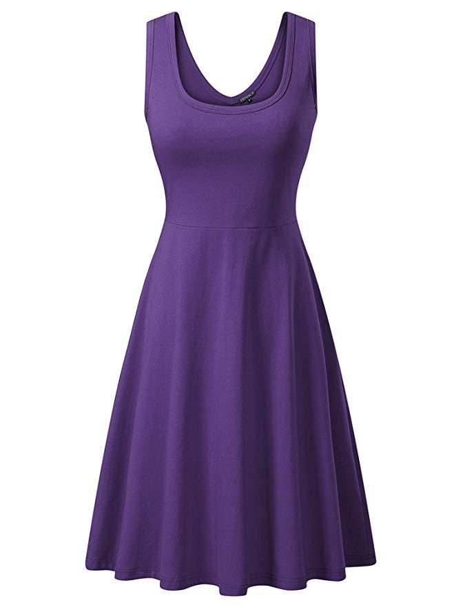 Haute Edition Women's Sleeveless Scoop Neck A-Line Skater Jersey Dress with Plus Daily Haute