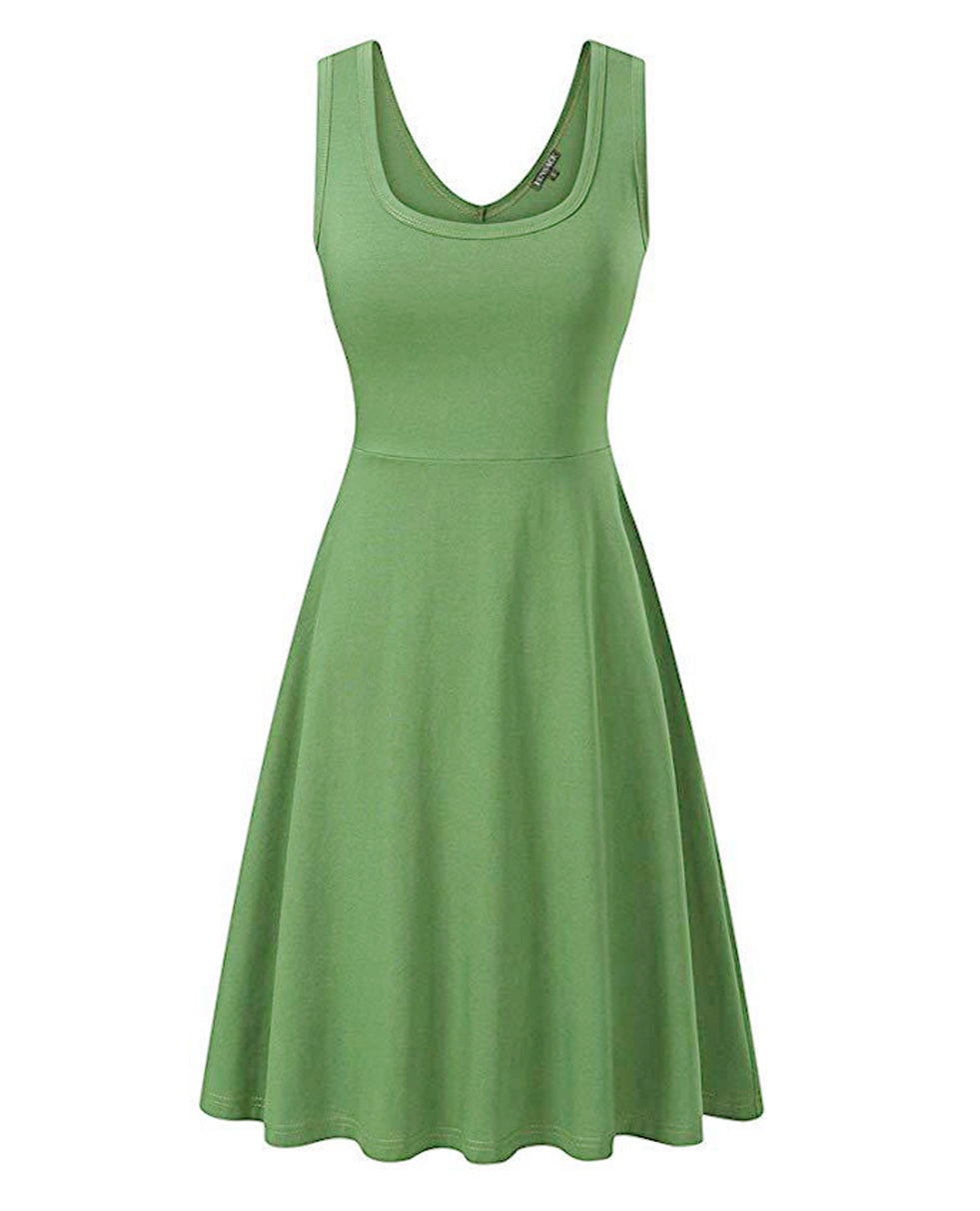 Haute Edition Women's Sleeveless Scoop Neck A-Line Skater Jersey Dress with Plus Daily Haute