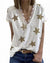 Haute Edition Women's Star Printed V-Neck Lace Trim Tee Daily Haute