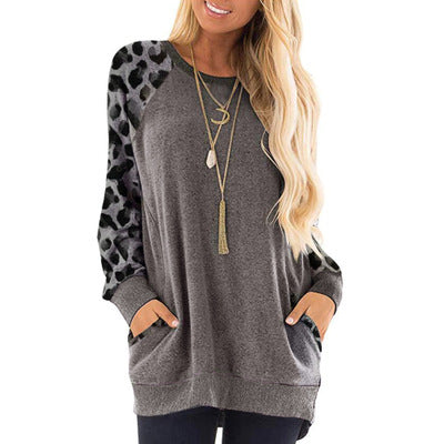 Haute Edition Women's Ultra Soft Long Sleeve Spring Pullover Leopard Raglan Sweatshirt Daily Haute