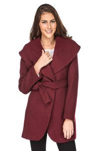 Haute Edition Women's Wool Blend Shawl Collar Wrap Coat Daily Haute