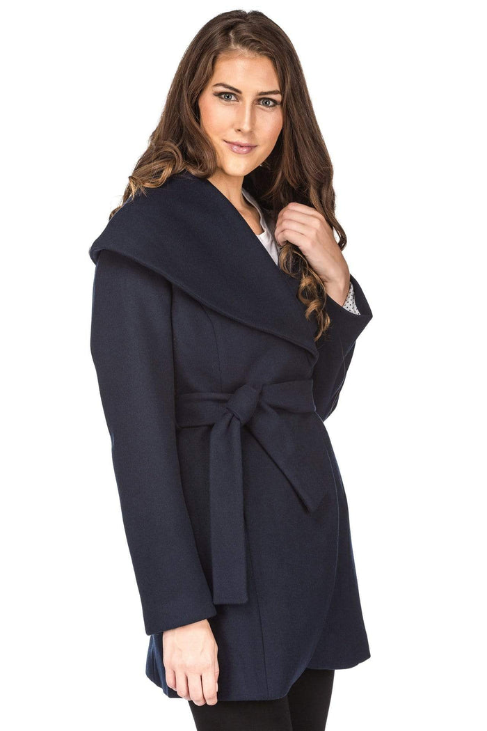 Haute Edition Women's Wool Blend Shawl Collar Wrap Coat Daily Haute