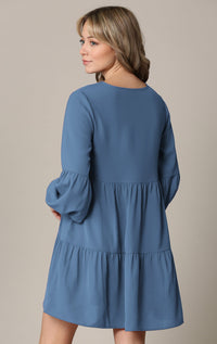 Made By Johnny Casual Flowy Swing Shift Long Sleeve Tiered Dress Daily Haute