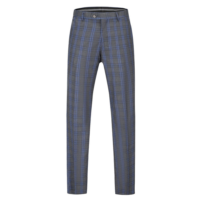 Men's 2-Piece Performance Stretch Double Breasted Blue Check Suit Daily Haute