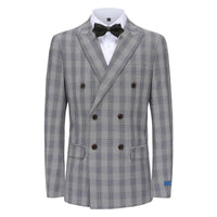 Men's 2-Piece Performance Stretch Double Breasted Blue Check Suit Daily Haute