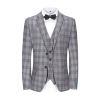 Men's 3-Piece Performance Stretch Slim Fit Check Suit Daily Haute