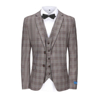 Men's 3-Piece Performance Stretch Slim Fit Check Suit Daily Haute