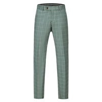 Men's 3-Piece Performance Stretch Slim Fit Green & White Plaid Suit Daily Haute