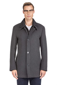 Men's Classic Fit Wool Blend Bibbed Topcoat Daily Haute