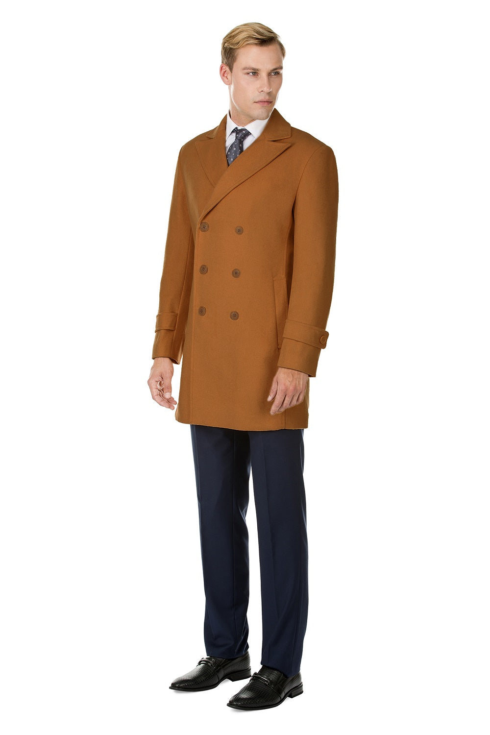 Men's Pea Coat Winter Warm Lapel Double-Breasteed Overcoat Long Jacket  Fashion