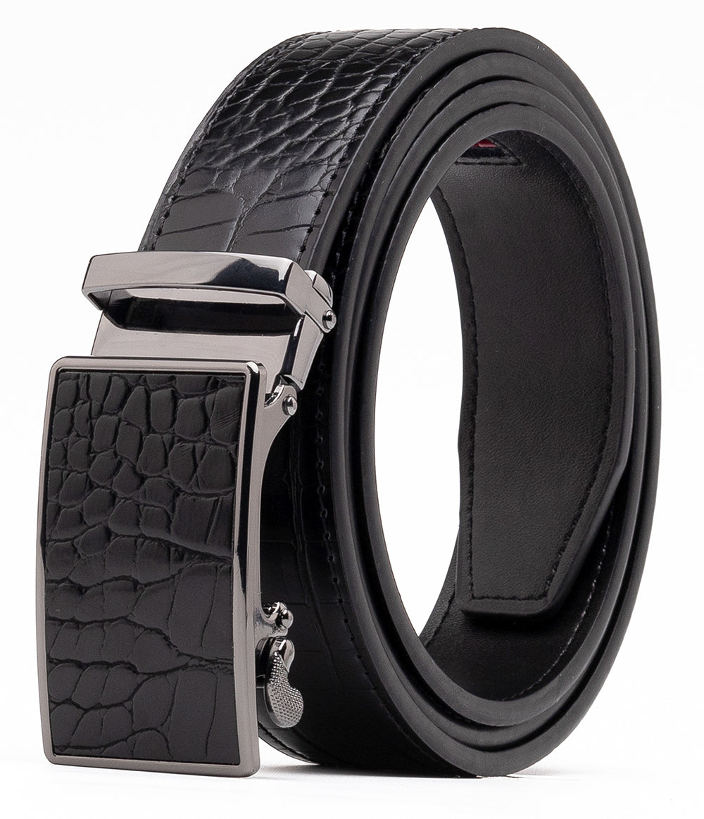 Genuine Leather Crocodile Design Dress Belt Automatic Buckle